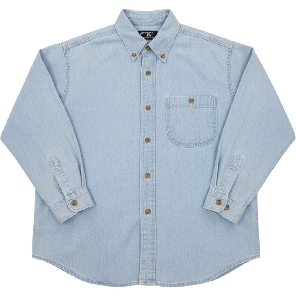 Three Rivers Denim Shirt Mens Large Light Blue Cotton Button Down Western Denim